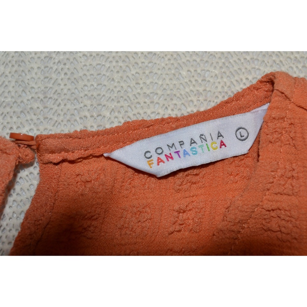 Compania Fantastica Maxi Dress Womens Large Orange Textured Side Tie Cut‎ Out L - Picture 6 of 7